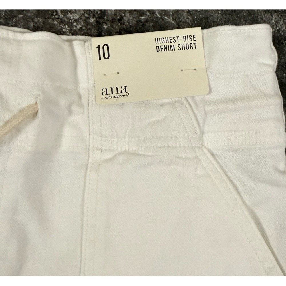 a.n.a Womens Highest Rise Paperbag Denim Shorts Patch Pockets 4" Inseam White 10 - Picture 10 of 13